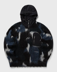 And Wander Mix Color Shaggy Knit Hoodie black