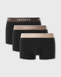 Lacoste 3-Pack Stretch Cotton Trunks Black