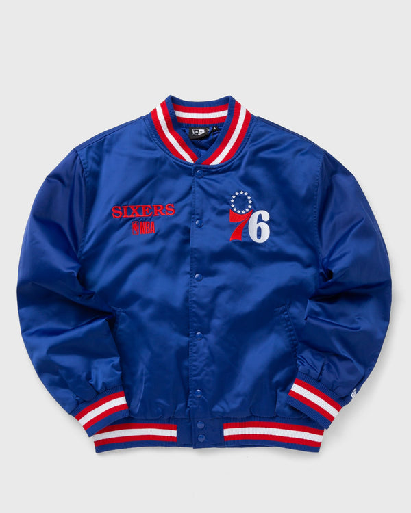 new era NBA SATIN BOMBER JCKT PHILADELPHIA 76ERS blue