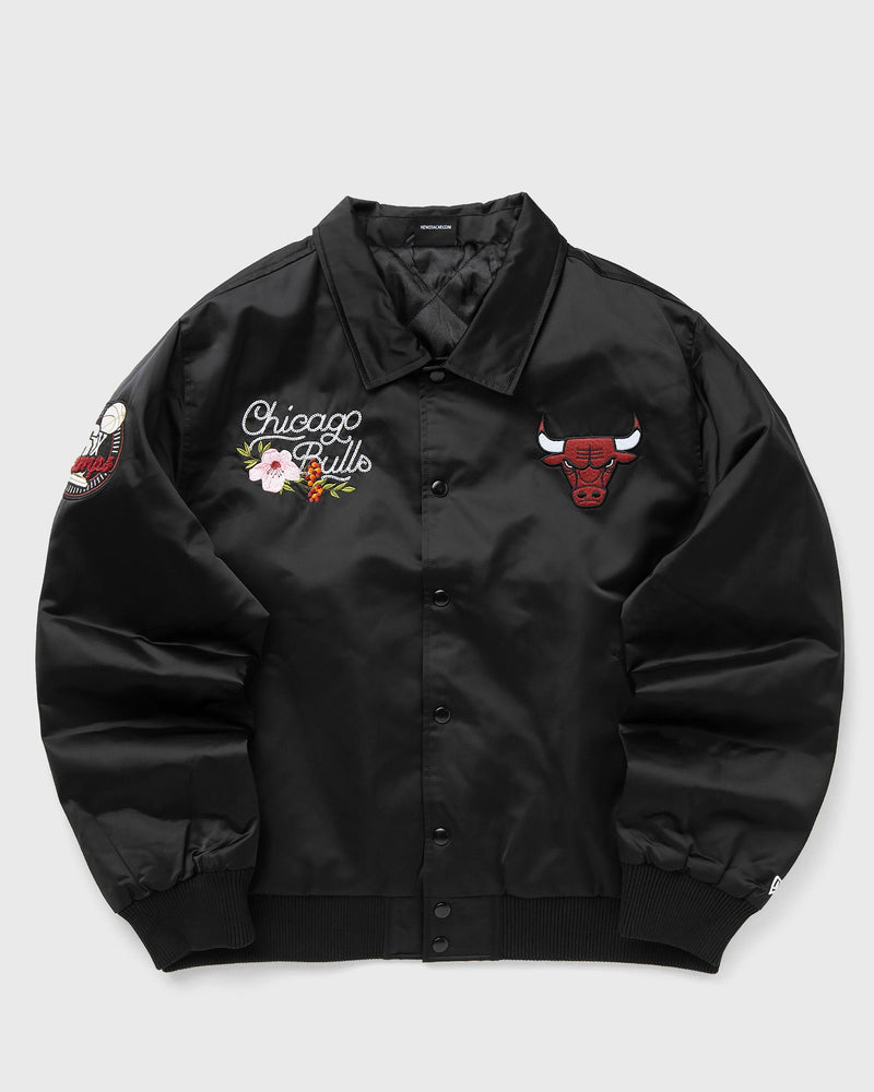 new era NBA FLORAL SATIN JACKET CHICAGO BULLS black
