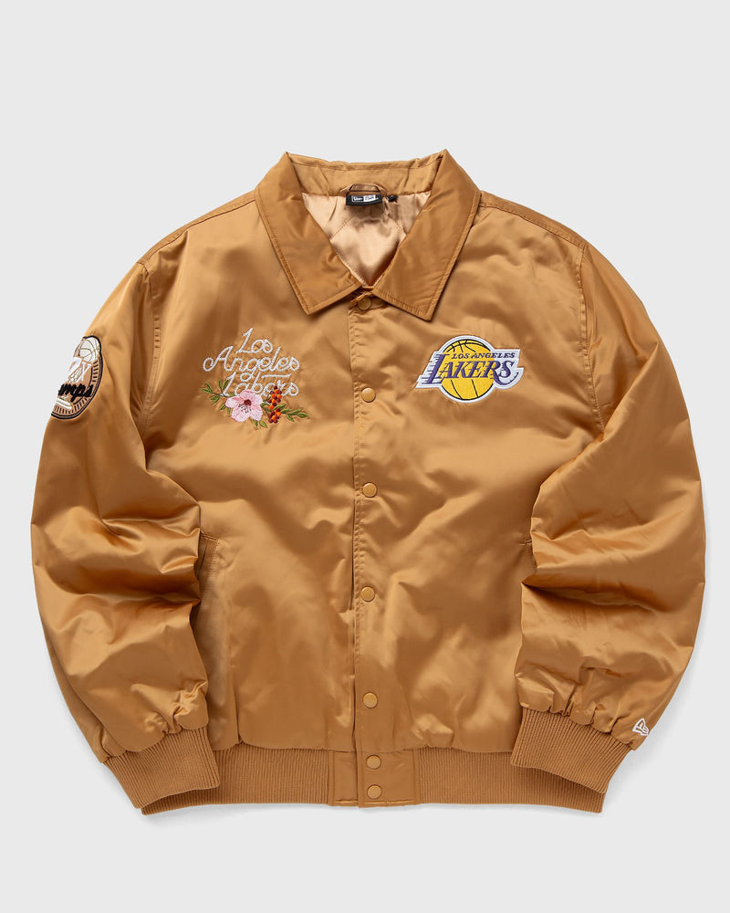 new era NBA FLORAL SATIN JACKET LOS ANGELES LAKERS brown