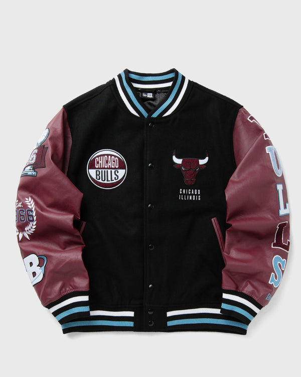 new era NBA PATCH VARSITY CHICAGO BULLS JACKET black|red