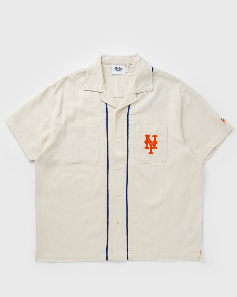 new era MLB PIPING REVERE SHIRT NEW YORK METS beige