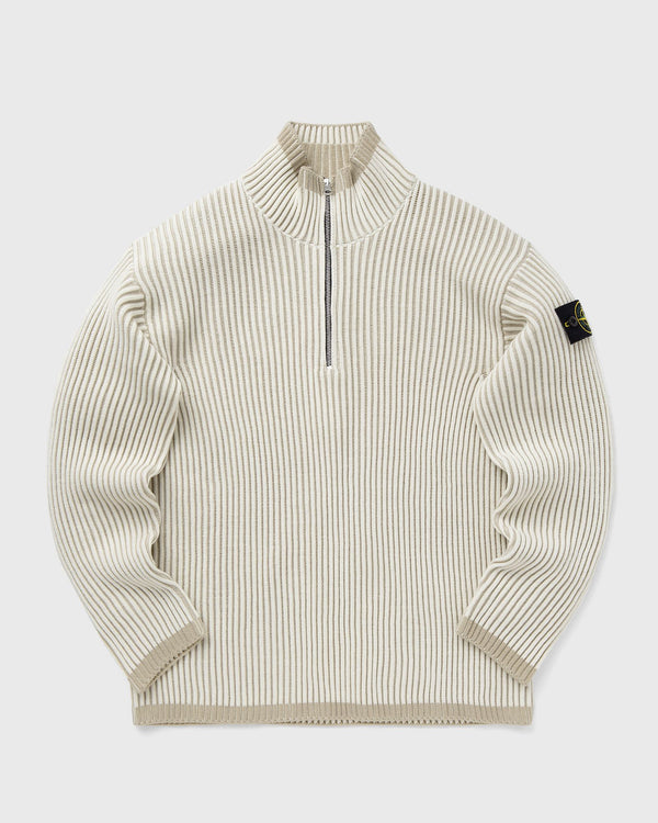 Stone Island VANISÉ FULL RIB RWS WOOL HALF ZIP SWEATER white