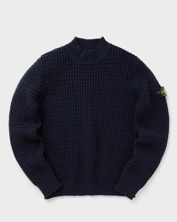 Stone Island DOUBLE WEAVE PURE WOOL SWEATER blue