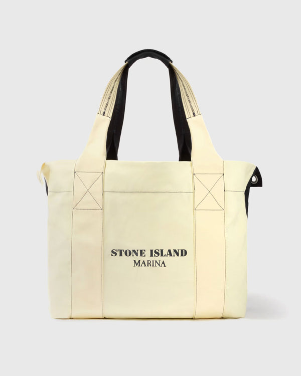 Stone Island PLATED COTTON CANVAS MAXI TOTE BAG black|beige