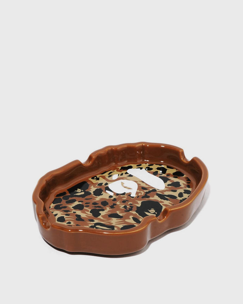 A Bathing Ape Wild Leopard Pattern Ape Head Ashtray Brown