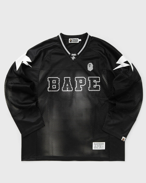 A Bathing Ape LINE CAMO MULTILOGO RELAXED FIT FOOTBALL JERSEY black
