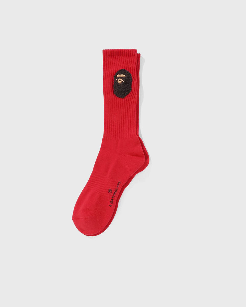 A Bathing Ape BALLOON YARN APE HEAD SOCKS red