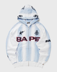 A Bathing Ape Hand Draw Football Shark Relaxed Fit Full Zip Hoodie White