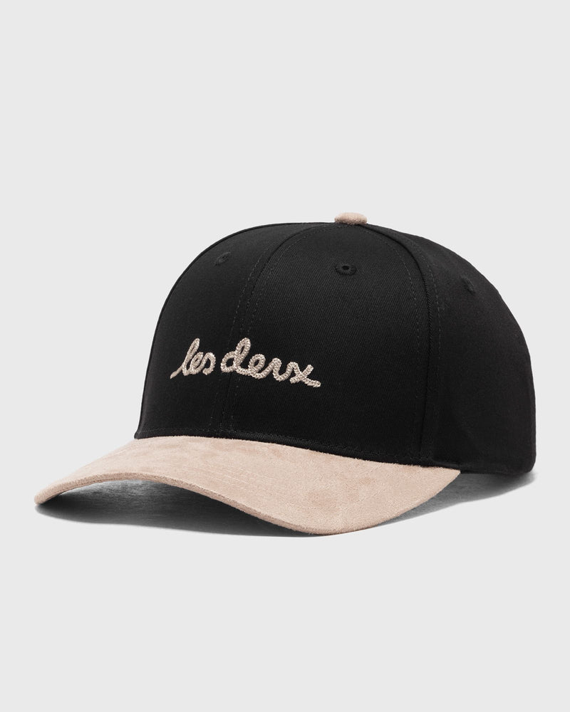 Les Deux Brad Contrast Suede Baseball Cap black|beige