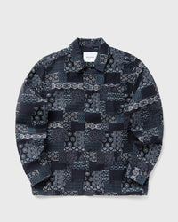 Les Deux Layton Contrast Jacquard Overshirt blue