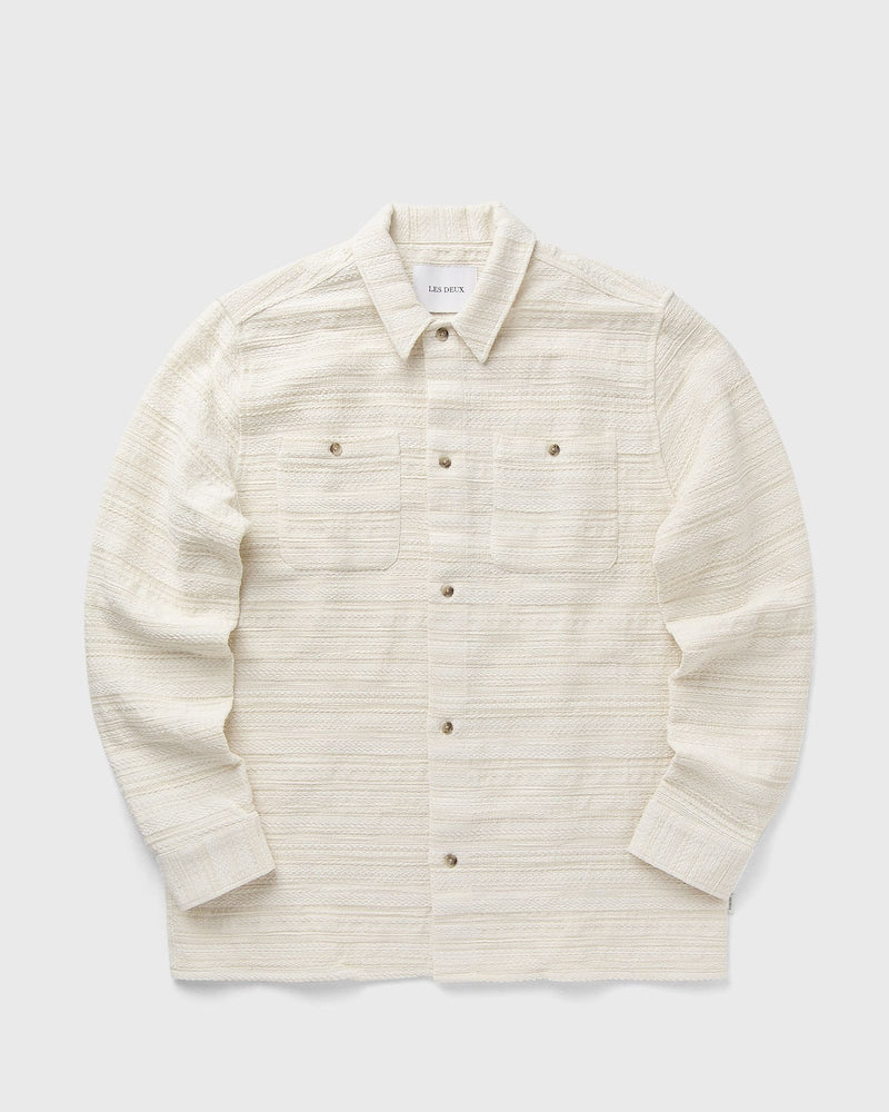 Les Deux Jonas Structured Stripe Overshirt beige
