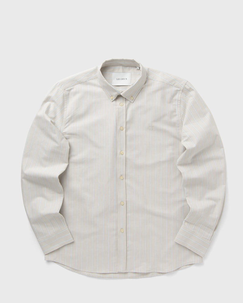Les Deux Konrad Striped Oxford Shirt beige