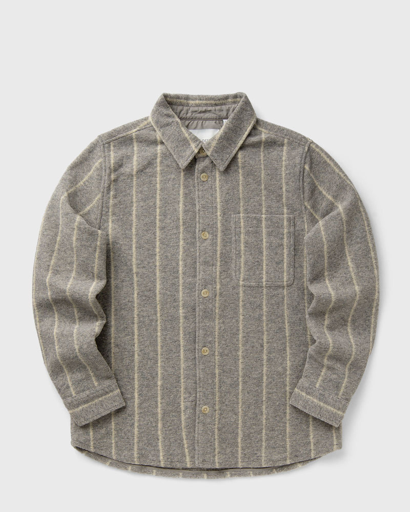 Les Deux Lennon Wool Pinstripe Overshirt grey