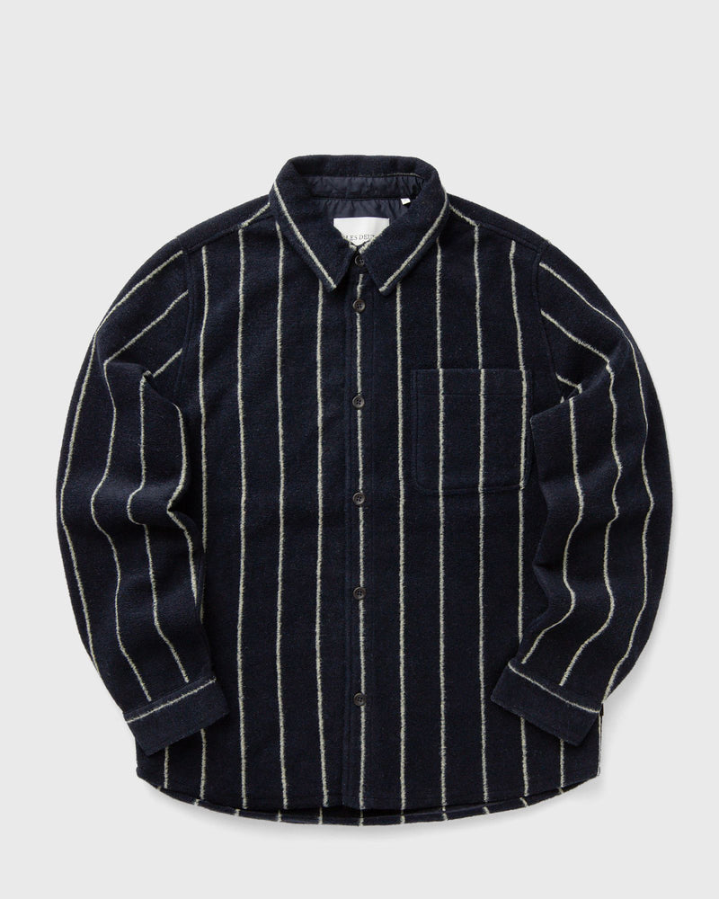 Les Deux Lennon Wool Pinstripe Overshirt blue