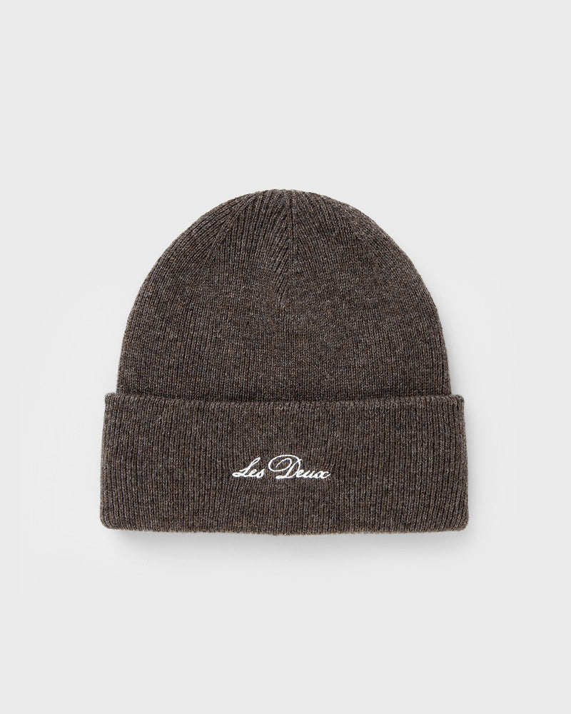 Les Deux Wayne Embroidered Beanie brown