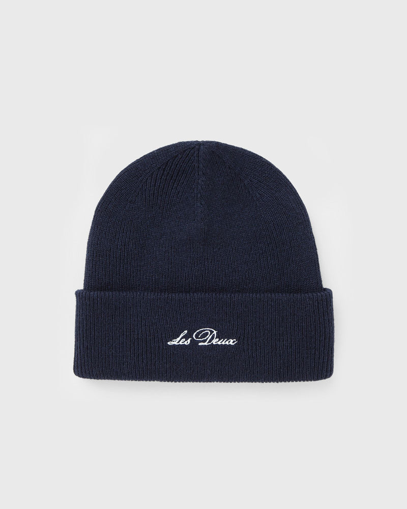 Les Deux Wayne Embroidered Beanie blue