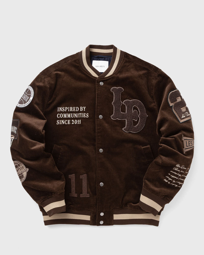 Les Deux Corduroy Varsity Jacket Brown