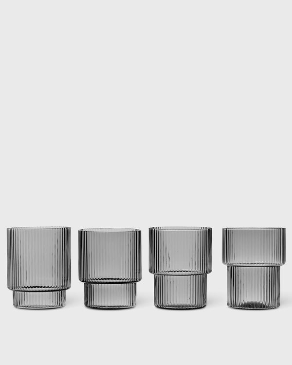 Ferm LIVING Ripple Glasses - Set of 4 grey