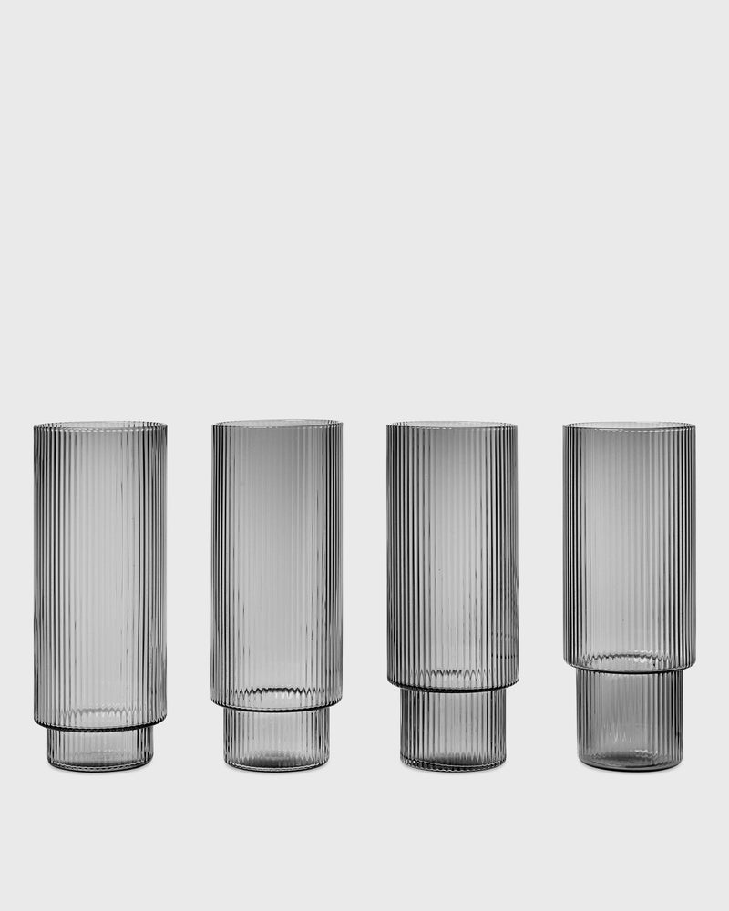 Ferm Living Ripple Long Drink Glasses - Set Of 4 grey