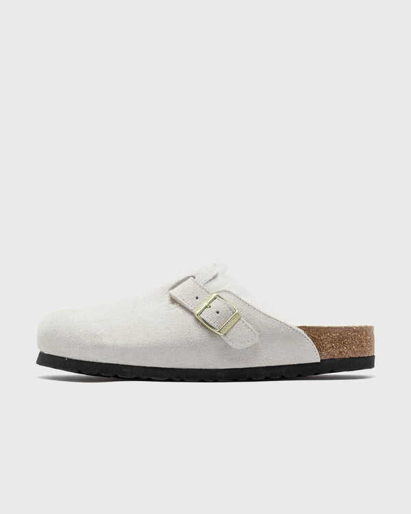 Birkenstock Boston Shearling Suede Leather/Fur white