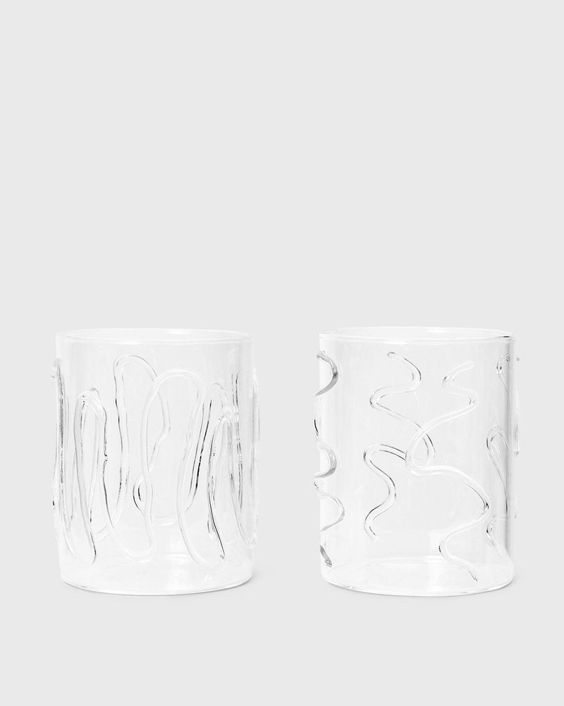 Ferm LIVING Doodle Glasses - Set of 2 white