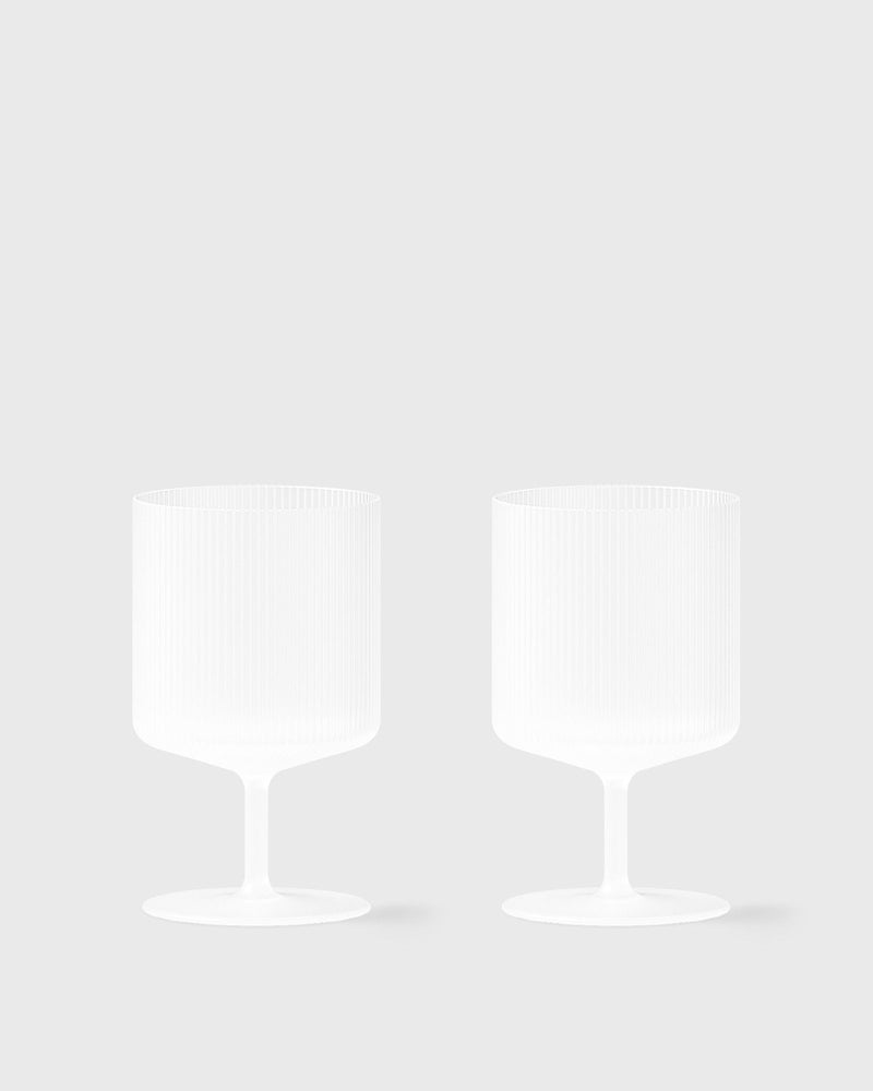 Ferm LIVING Ripple Wine Glasses-Set of 2 - Frosted white