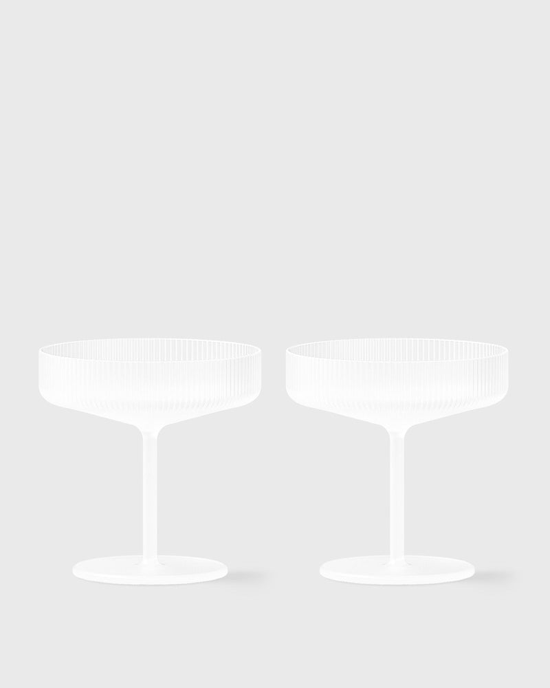 Ferm Living Ripple Champagnesaucers-setof2-frosted white
