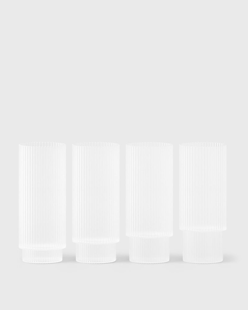 Ferm LIVING Ripple Long Drink Glasses - Set of 4 white