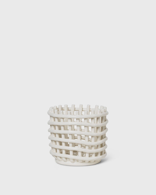 Ferm LIVING Ceramic Basket Small white