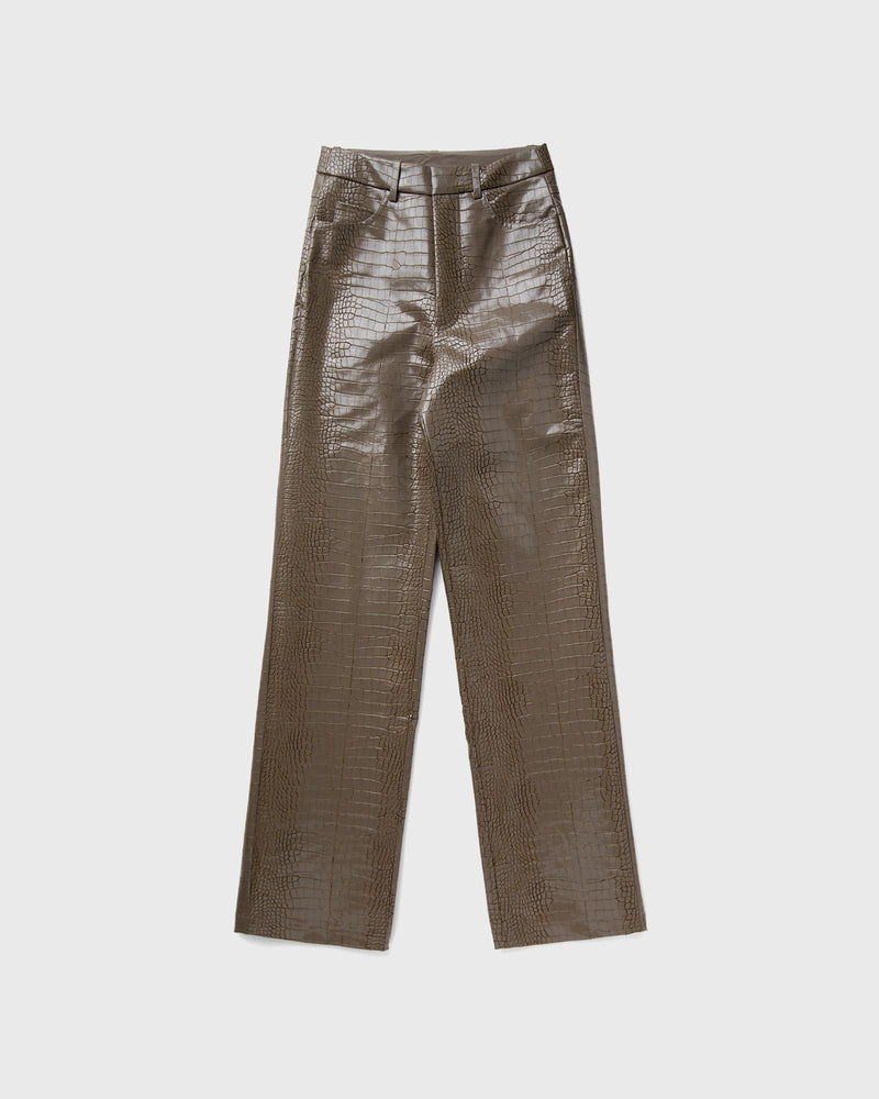 ROTATE Birger Christensen TEXTURED STRAIGHT PANTS brown