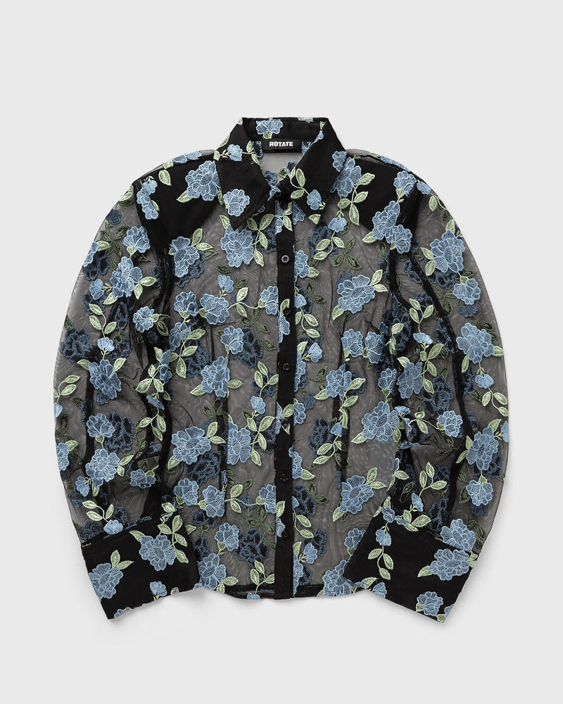 ROTATE Birger Christensen Mesh Fitted Shirt black