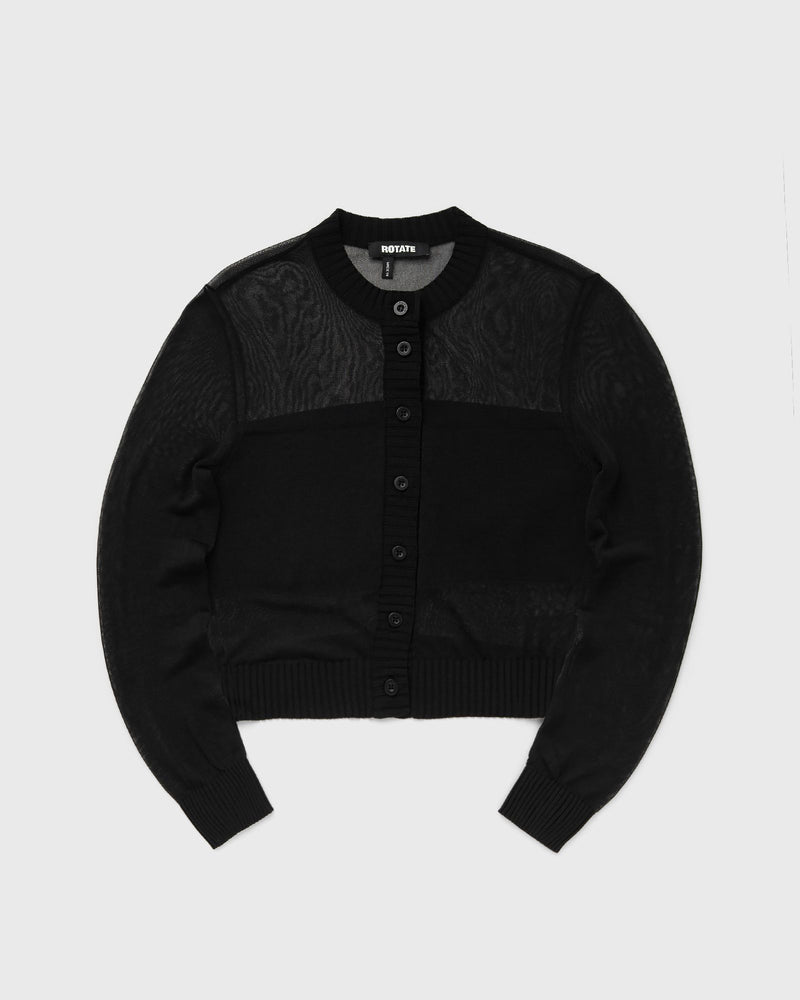 ROTATE Birger Christensen Sheer Knit Cardigan black