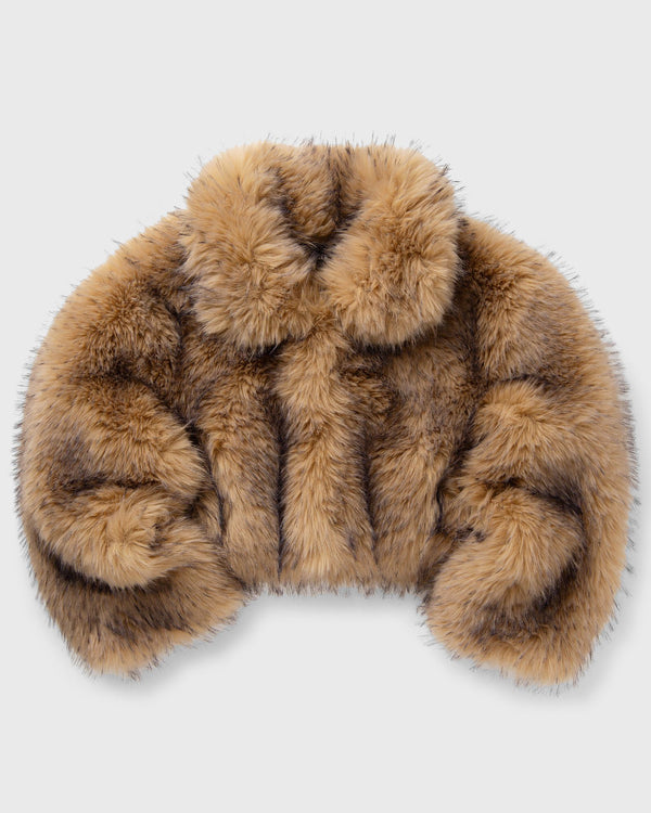 ROTATE Birger Christensen FAUX FUR CROP JACKET beige