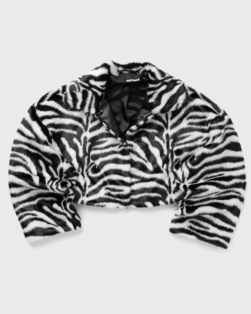 ROTATE Birger Christensen Faux Fur Crop Jacket black|white