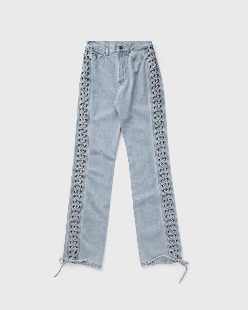 ROTATE Birger Christensen Laced Straight Leg Jeans blue