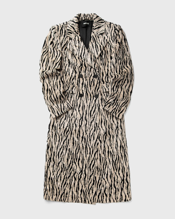 ROTATE Birger Christensen PRINTED FAUX FUR COAT black|white
