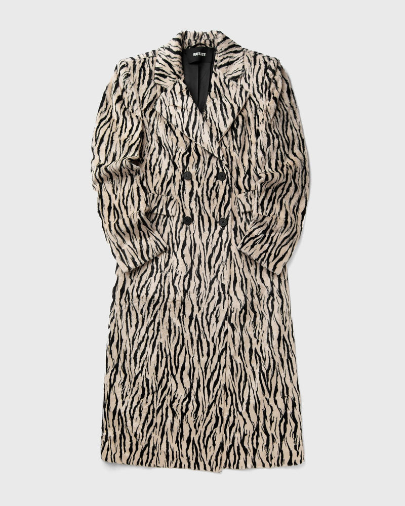 ROTATE Birger Christensen PRINTED FAUX FUR COAT black|white