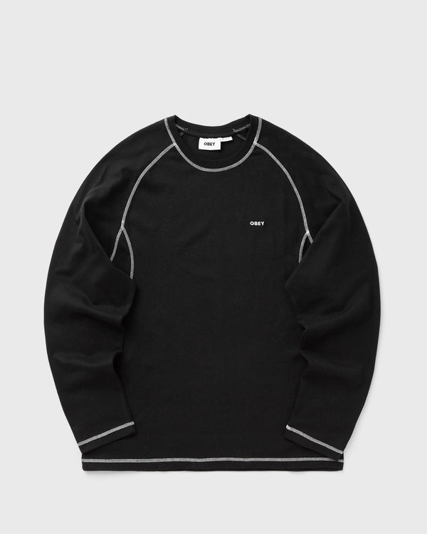 Obey Aaron contrast stitch ls black