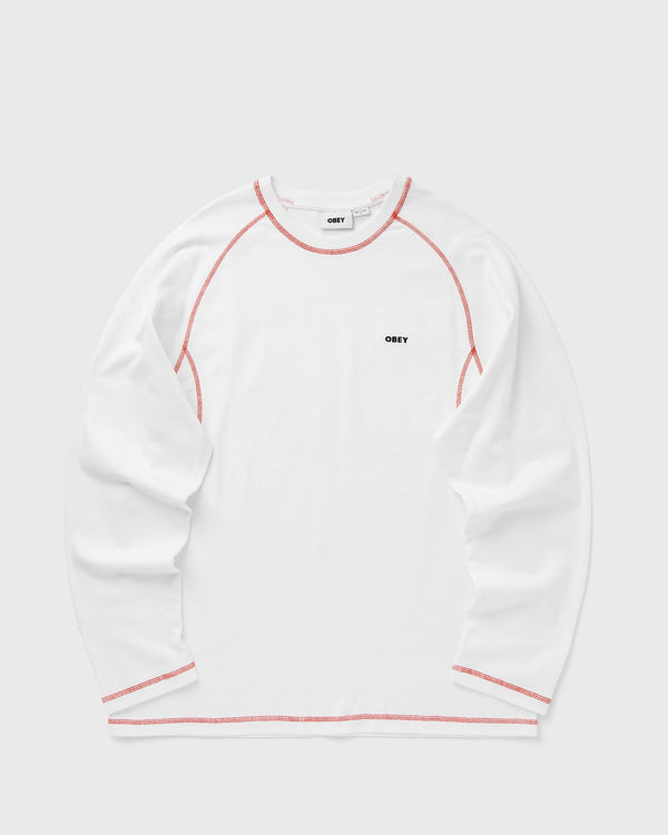 Obey Aaron contrast stitch ls white