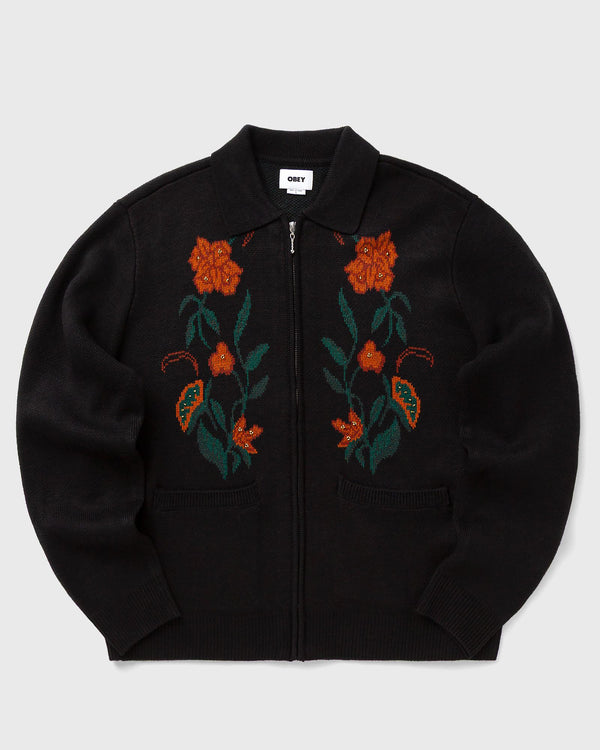 Obey Obey floral zip cardigan black