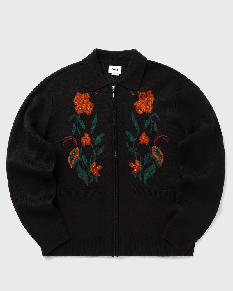 Obey Obey floral zip cardigan black