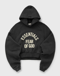 Fear of God Essentials Womens Campus 90S Cropped Raglan Hoodie Black
