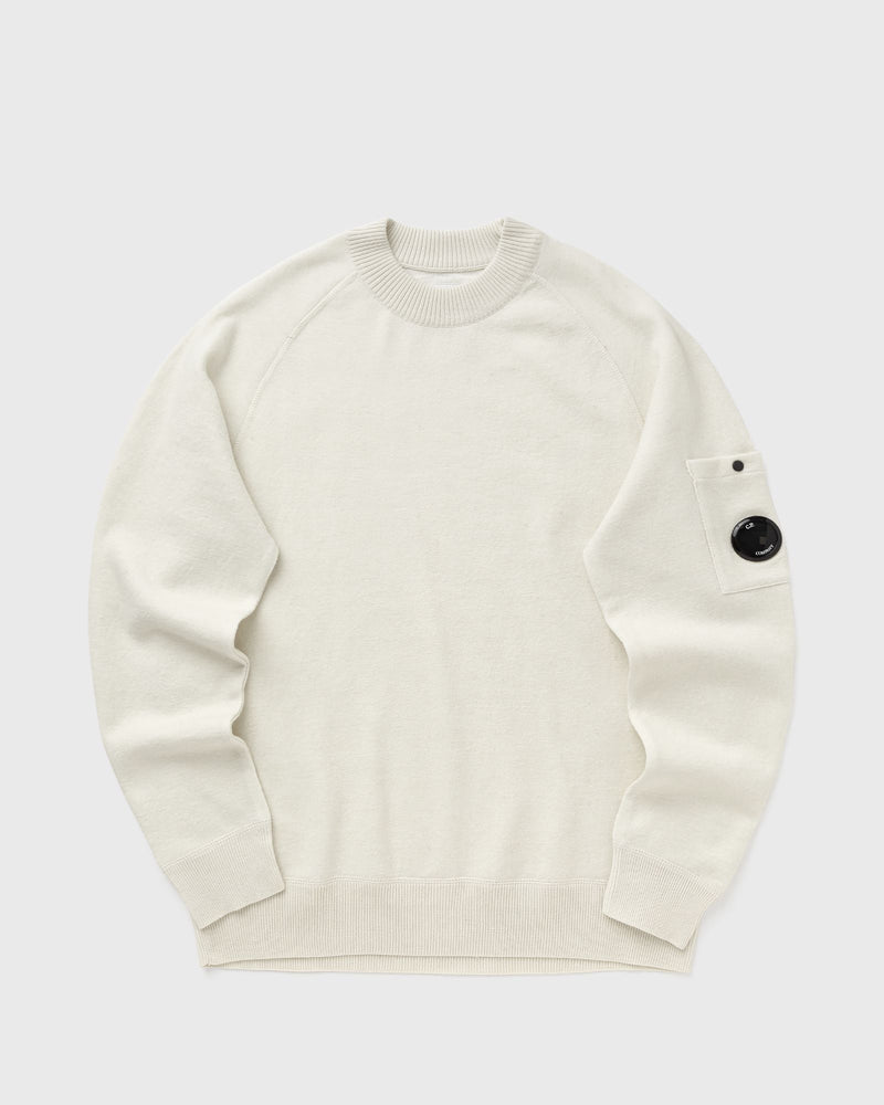 C.P. Company Merino Wool Felted Crewneck Lens Sweater beige