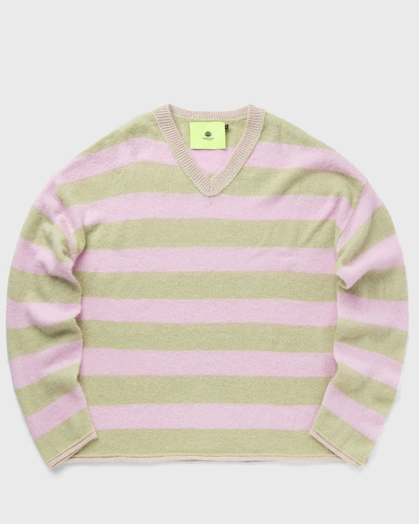 New Amsterdam STRAIGHT FIT V-NECK LIGHT GREEN/CRADLE PINK STRIPES FIT green|pink