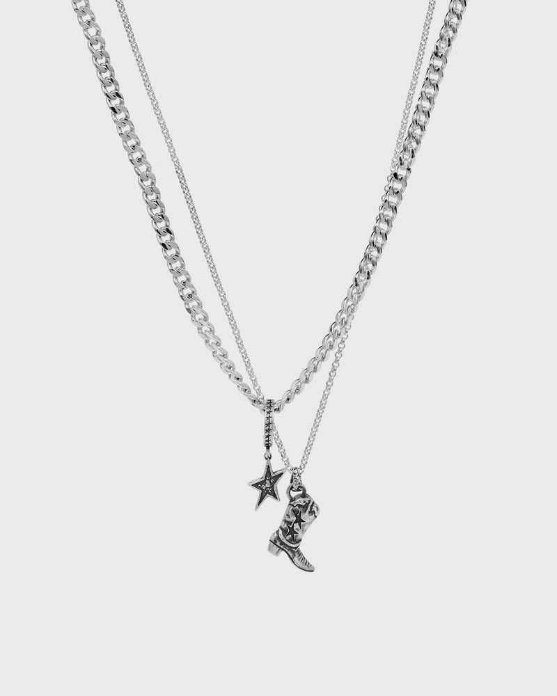 Twojeys Boot Double Chain Silver