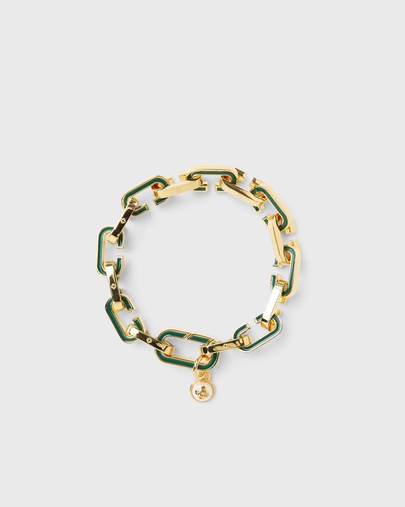 Casablanca Enamel "C" Link Bracelet Green