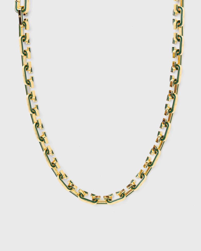 Casablanca ENAMEL "C" LINK NECKLACE" green