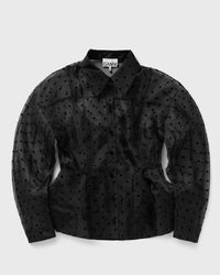 Ganni Flocked Organza Peplum Shirt Black